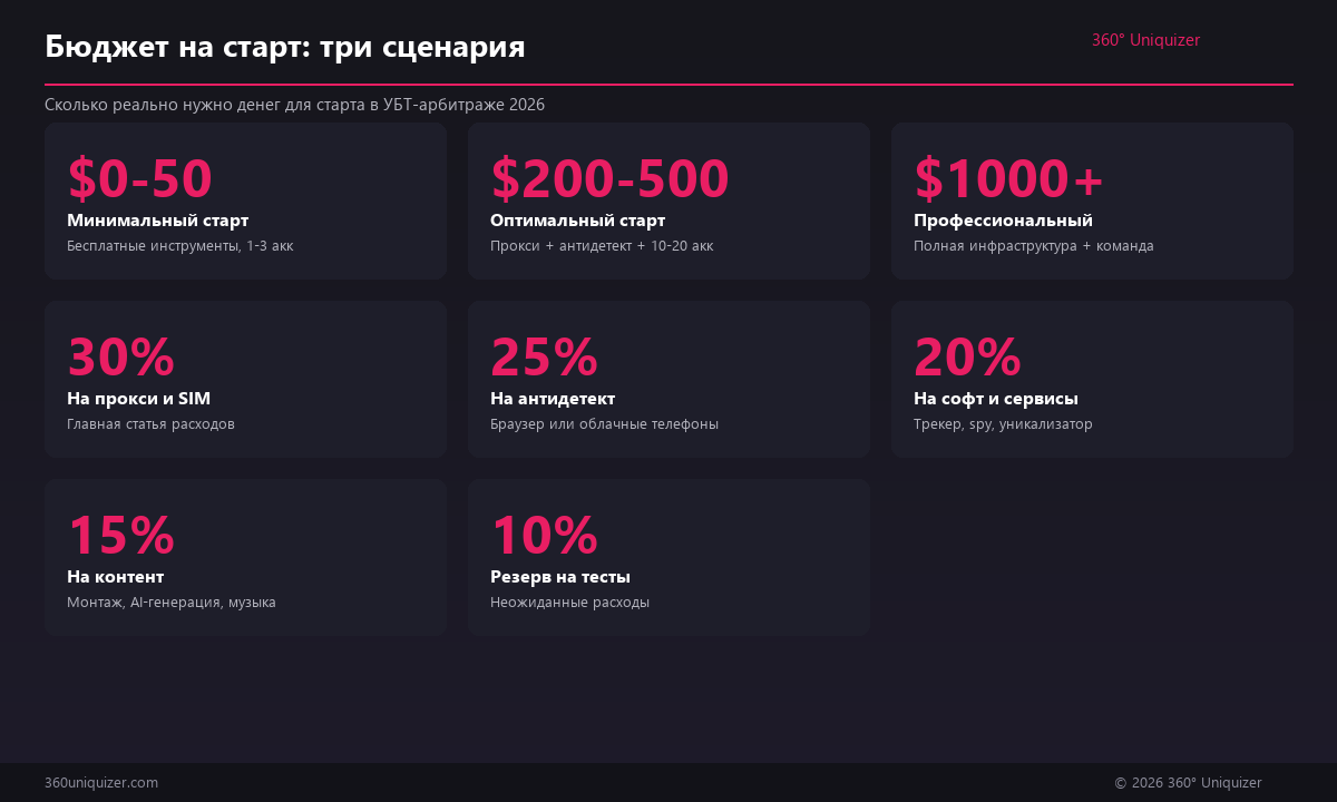 Три бюджетных плана для старта в УБТ-арбитраже: от $0 до $1000+