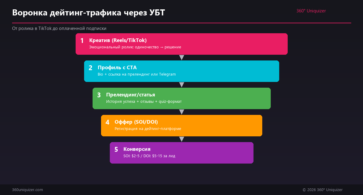 Воронка дейтинг-трафика: от ролика в TikTok до оплаченной подписки